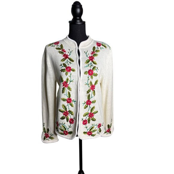 Vintage 90s Designers Originals Studio Joy Women's Holiday Cardigan M - Picture 1 of 13
